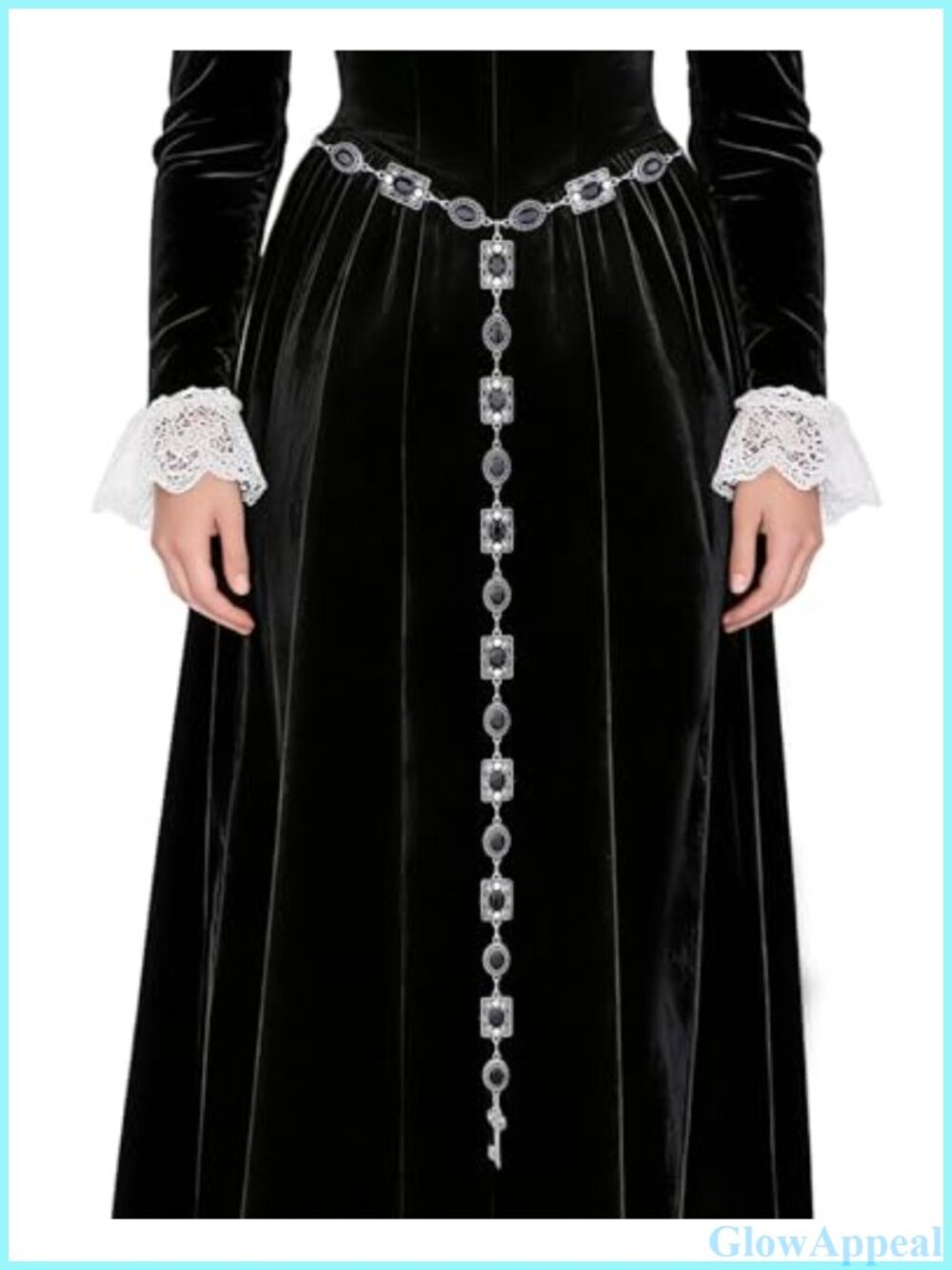 Rhinestone Medieval Waist Chain Belt Adjustable Renaissance Costume Accessory